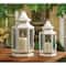 10.5" White Metal Victorian Lantern with Floral Cutouts